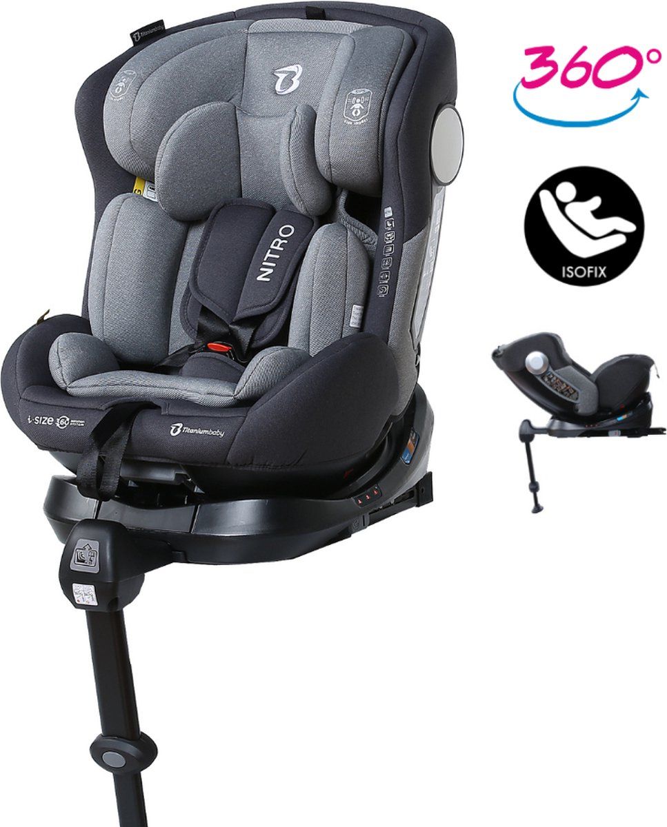Autostoel Baby i-Size 360° 0-1-2-3 Rotation Grey - Apino