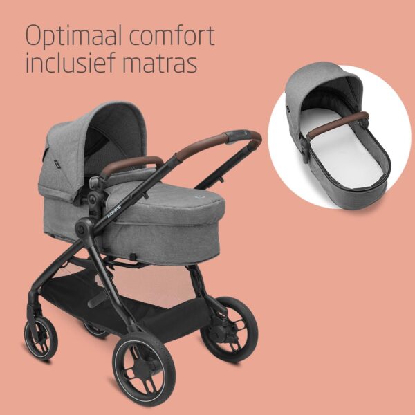 Maxi-Cosi Zelia S Trio Kinderwagen 3 in 1 Set, 0 - 4 Jaar, Tot 22 kg, Inclusief CabrioFix S i-Size Autostoeltje, Accessoires, Luiertas, Grijs.  ...Show model!!!!! - Afbeelding 6